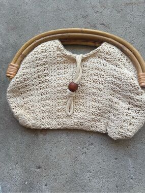 Handwoven Crochet Clutch with Wooden Bead